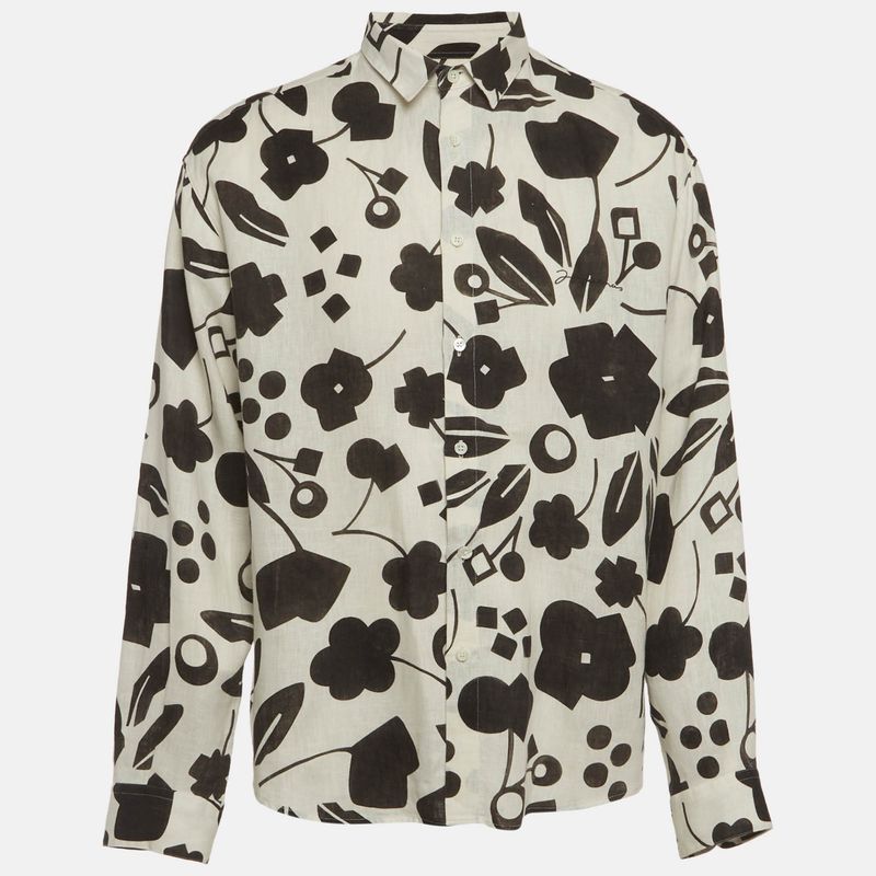 Jacquemus White/Black Linen The Simon Shirt Xl